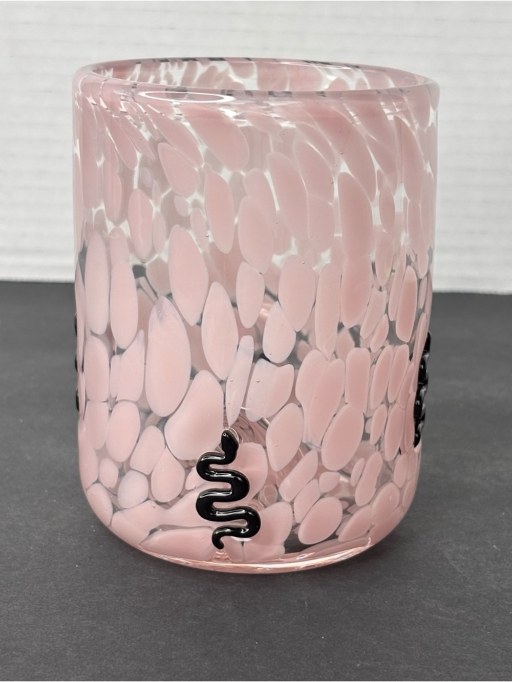 Anthropologie Mystic Icon Pink Confetti Glass Black Snakes 17-oz NEW In Box